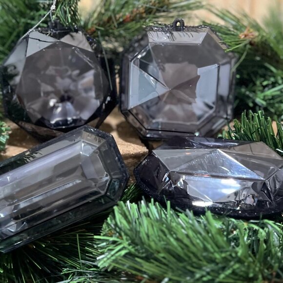 4 Piece Set Jewel Ornament Set Acrylic Gems Christmas Decor Choose Color - Picture 5 of 16